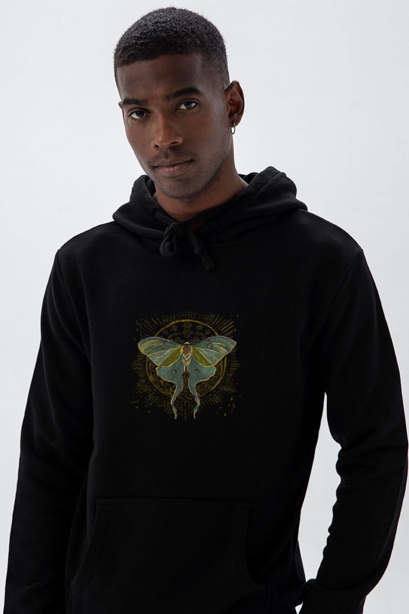 Black Premium Cotton Delusion Design Pullover Hoodie