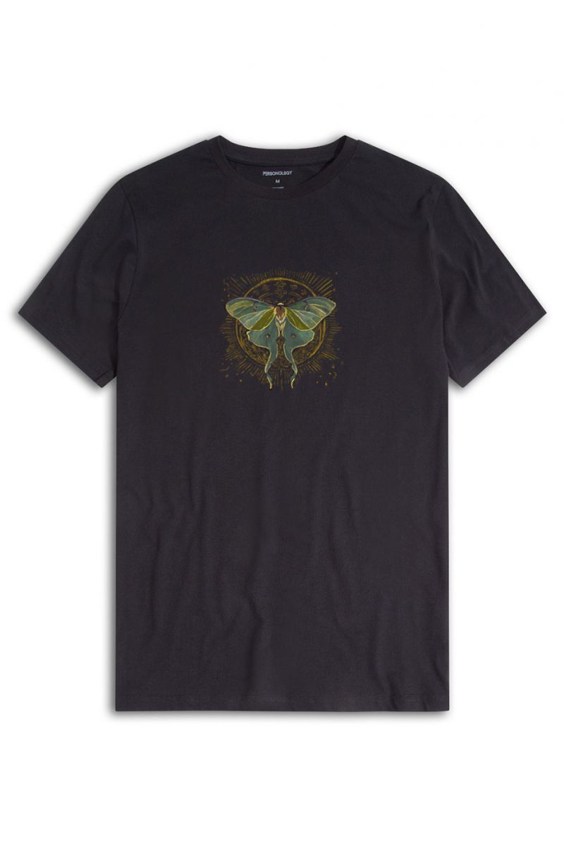 Black Soft Fabric Delusion Design Short Sleeve Tee