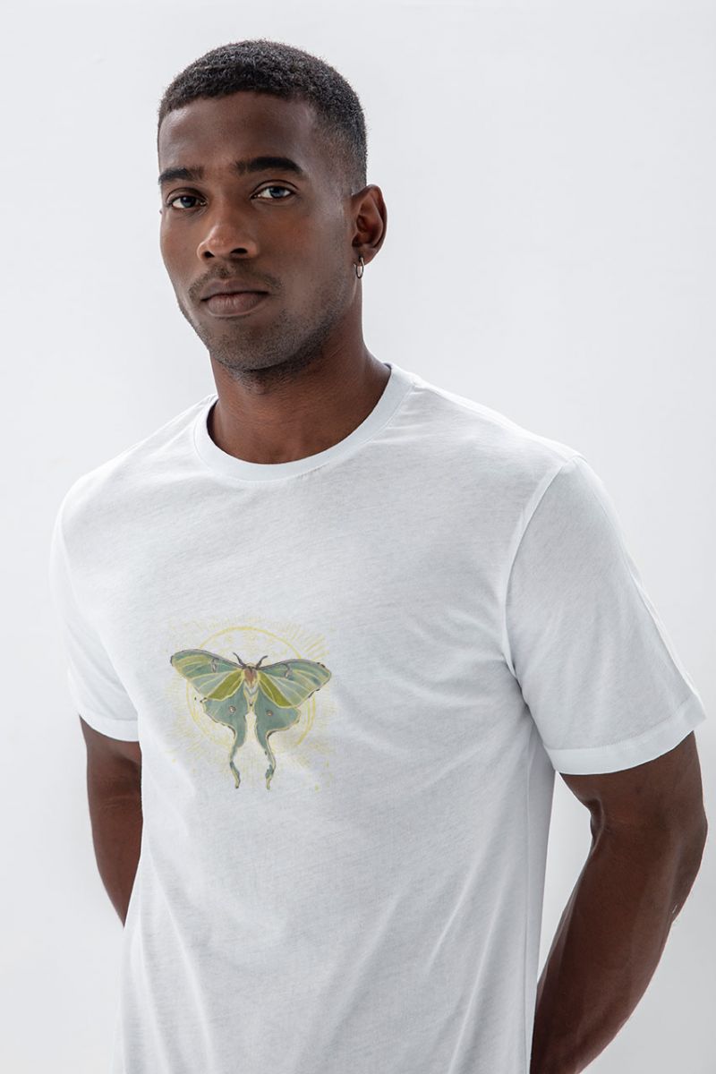 White Soft Fabric Delusion Design Short Sleeve Tee
