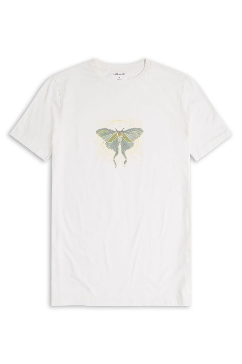Off White Soft Fabric Delusion Design Short Sleeve Tee