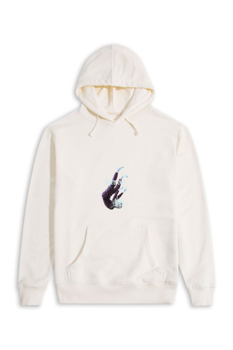 Ecru Premium Cotton Depression Design Pullover Hoodie