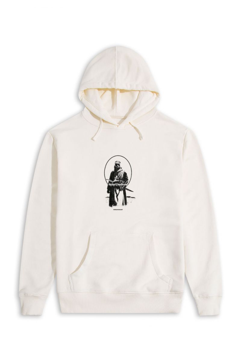 Ecru Premium Cotton Desert Bedouin Design Pullover Hoodie