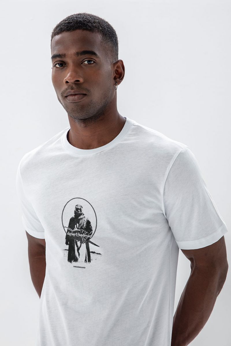 White Soft Fabric Desert Bedouin Design Short Sleeve Tee