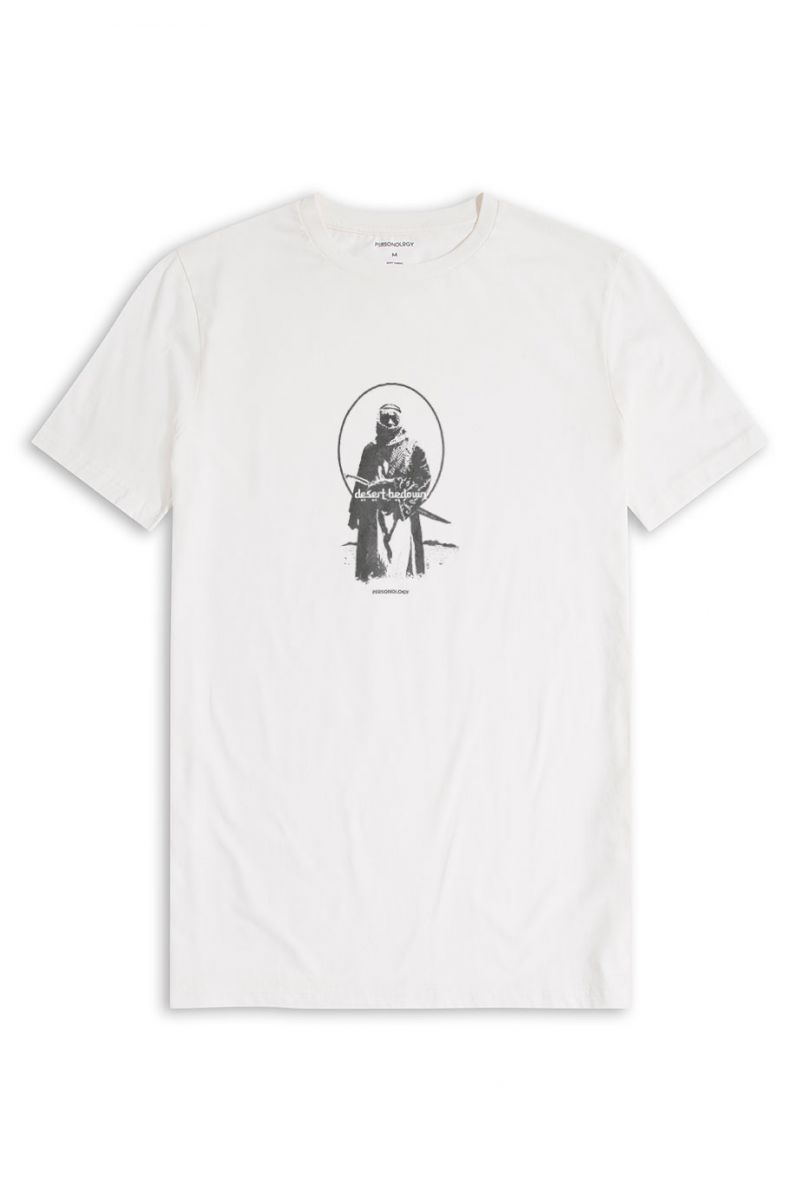 Off White Soft Fabric Desert Bedouin Design Short Sleeve Tee