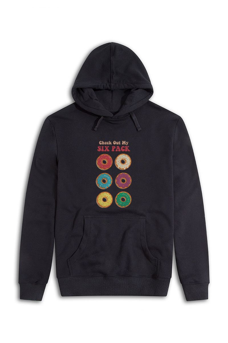 Black Premium Cotton Check out My Six Pack Design Pullover Hoodie