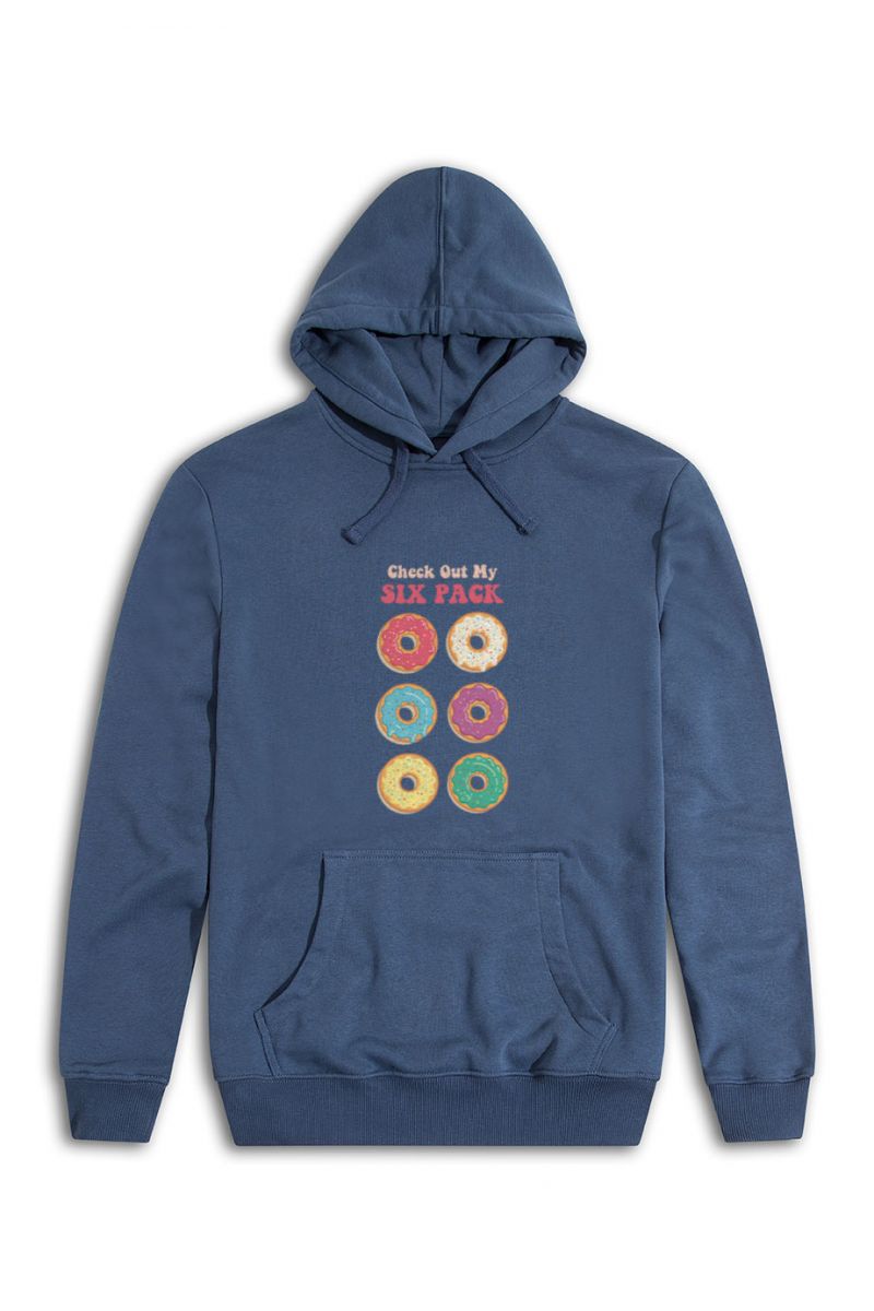 Navy Premium Cotton Check out My Six Pack Design Pullover Hoodie