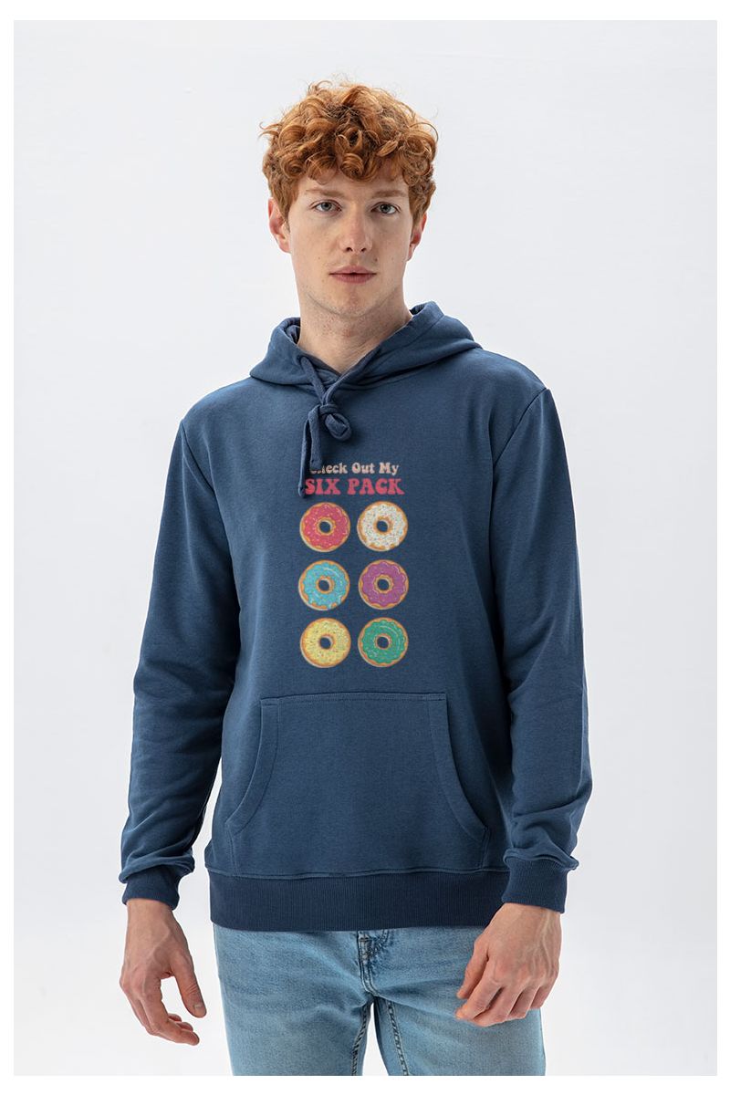 Navy Premium Cotton Check out My Six Pack Design Pullover Hoodie