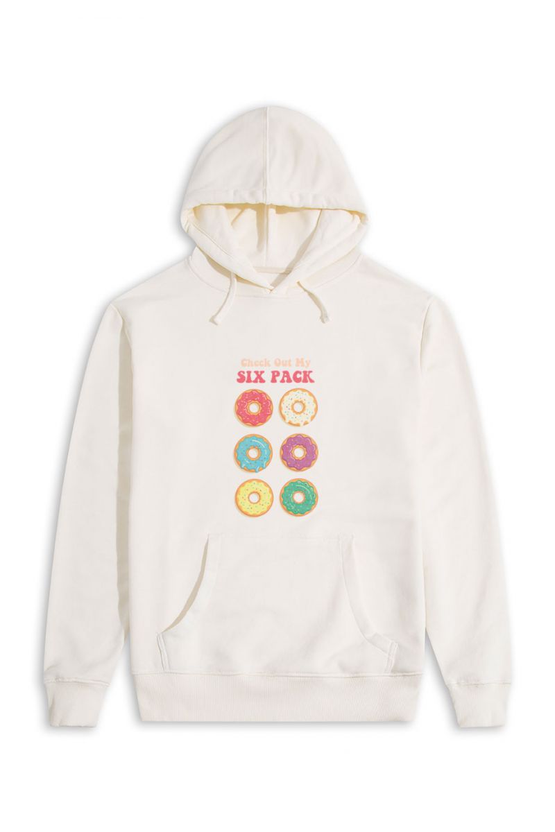 Ecru Premium Cotton Check out My Six Pack Design Pullover Hoodie