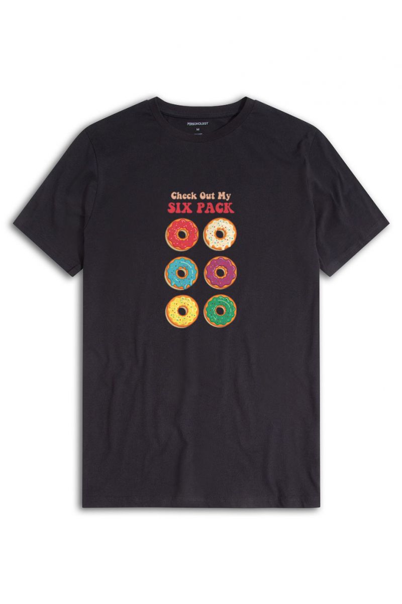 Black Soft Fabric Check out My Six Pack Design Short Sleeve Tee