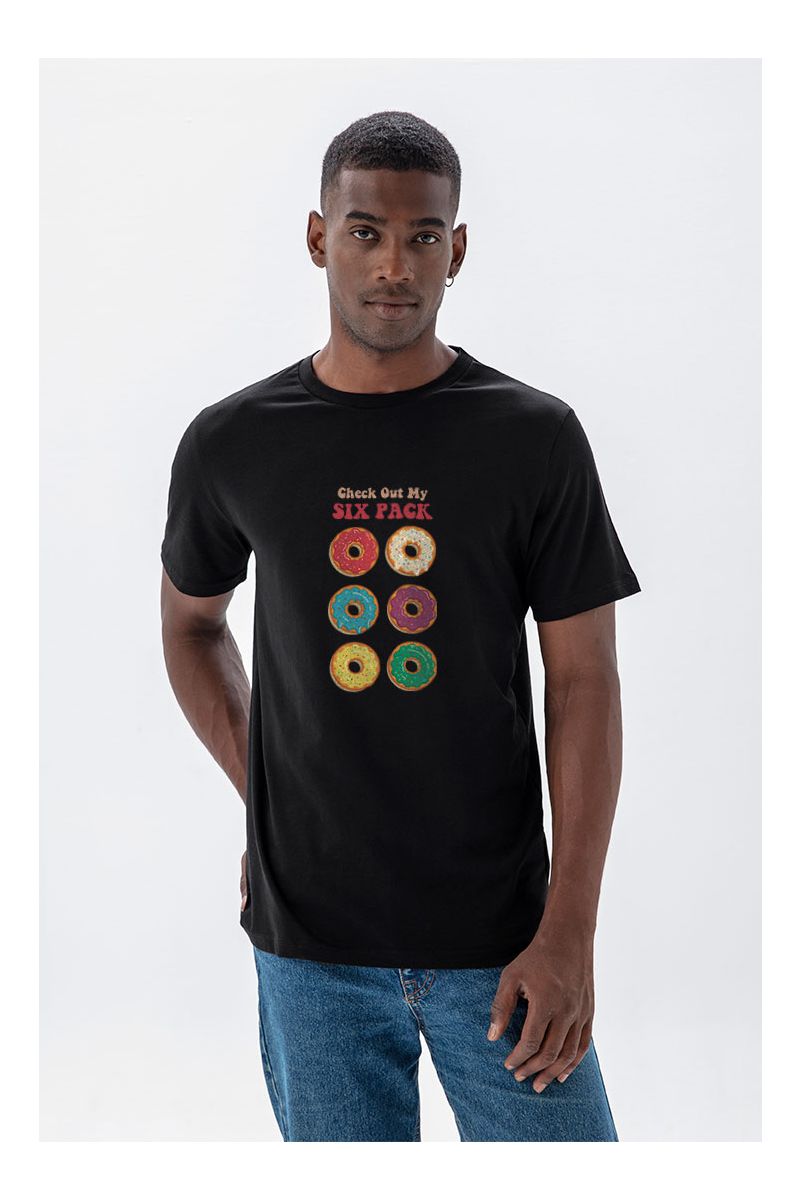Black Soft Fabric Check out My Six Pack Design Short Sleeve Tee