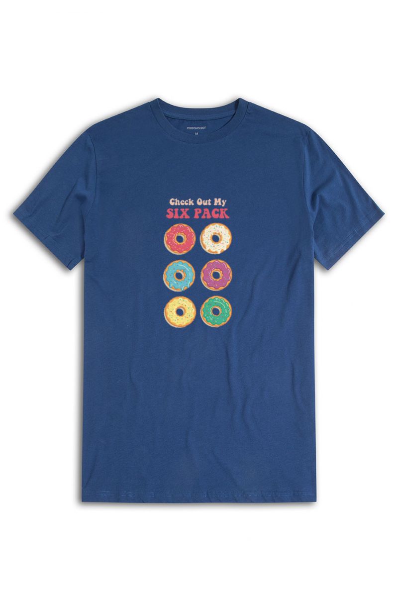 Navy Soft Fabric Check out My Six Pack Design Short Sleeve Tee