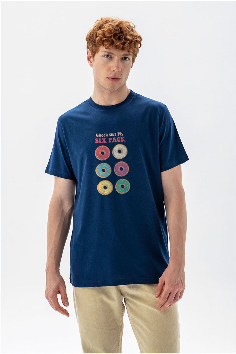 Navy Soft Fabric Check out My Six Pack Design Short Sleeve Tee