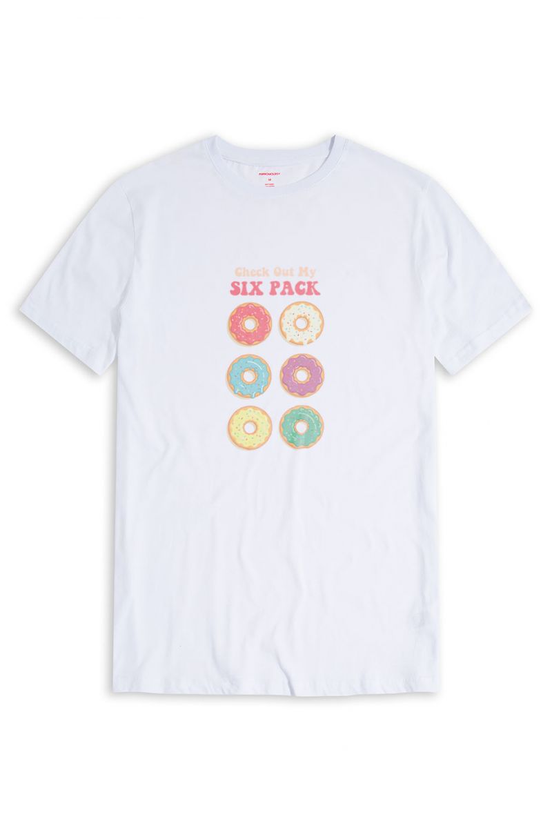 White Soft Fabric Check out My Six Pack Design Short Sleeve Tee