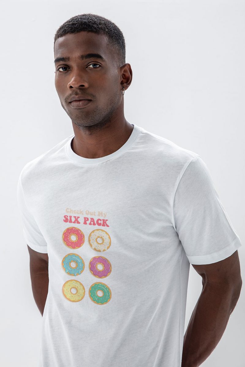 White Soft Fabric Check out My Six Pack Design Short Sleeve Tee
