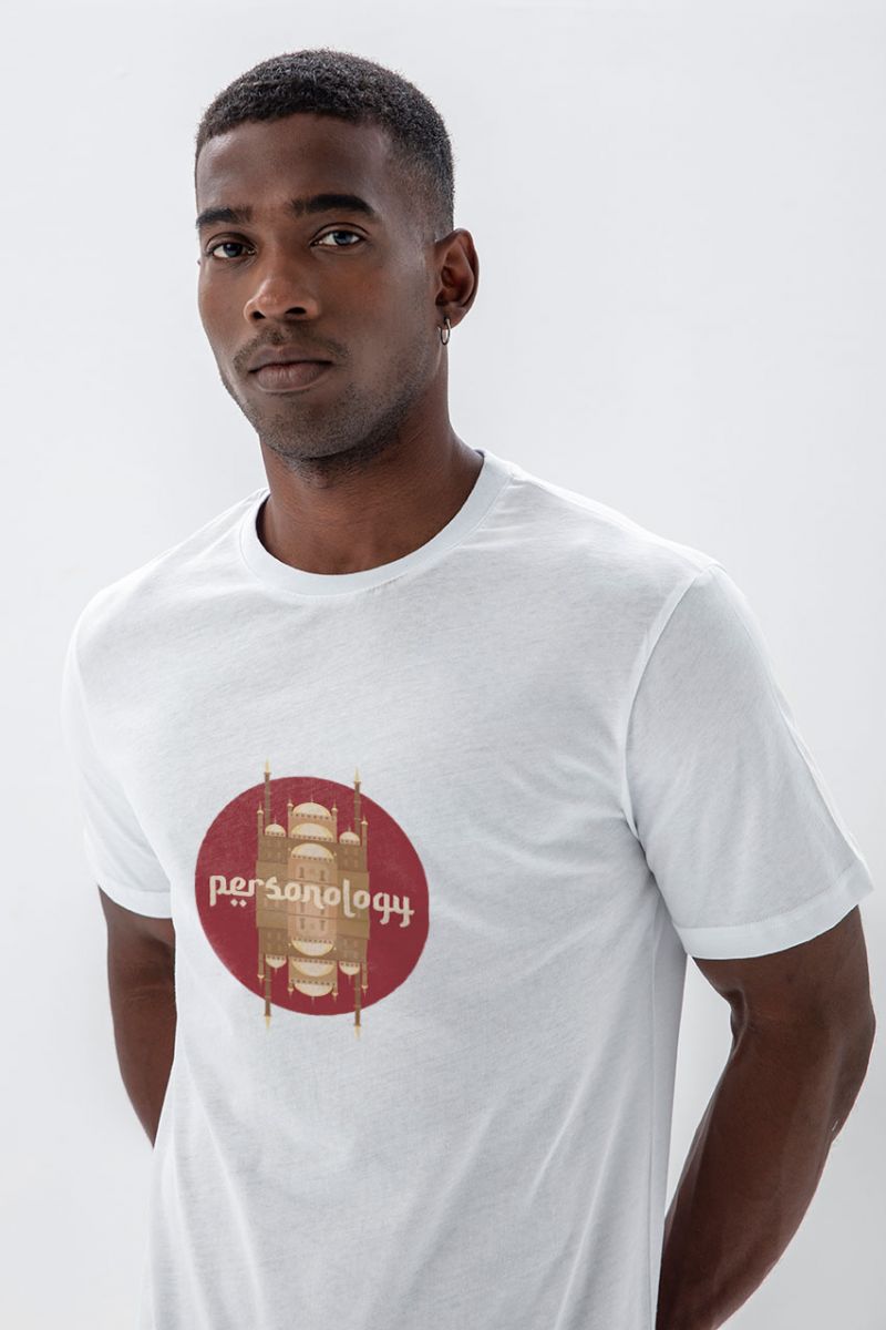 White Soft Fabric Egypt Design Short Sleeve Tee