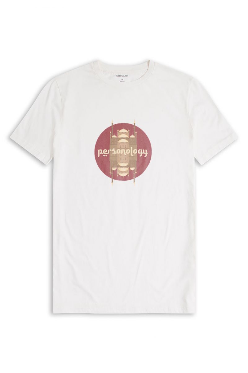 Off White Soft Fabric Egypt Design Short Sleeve Tee