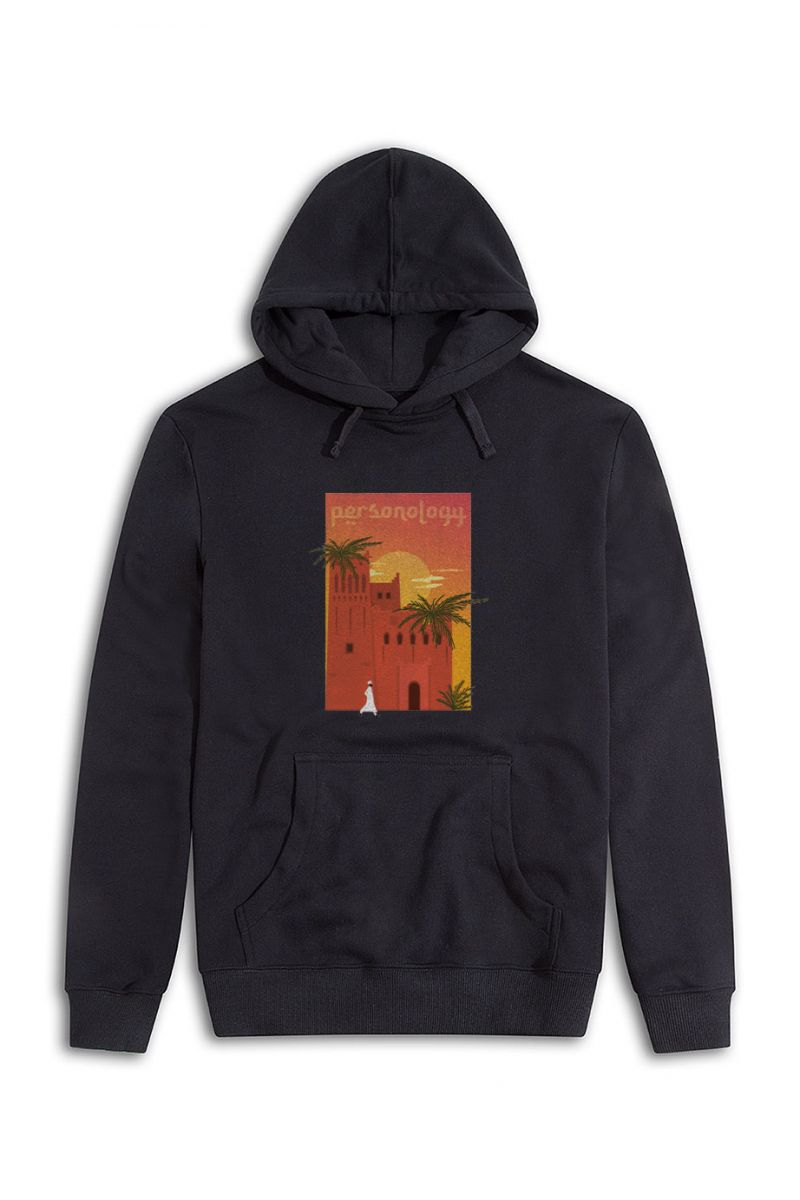 Black Premium Cotton Morocco Design Pullover Hoodie