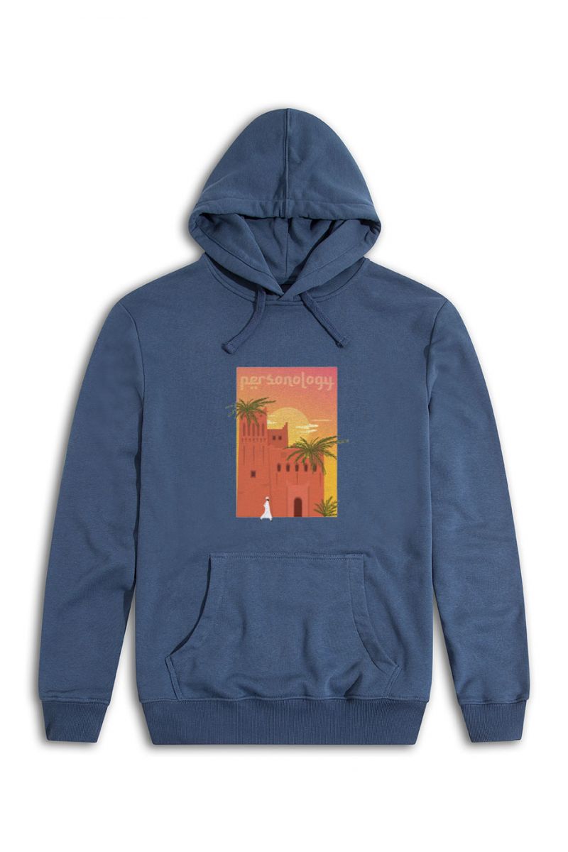 Navy Premium Cotton Morocco Design Pullover Hoodie