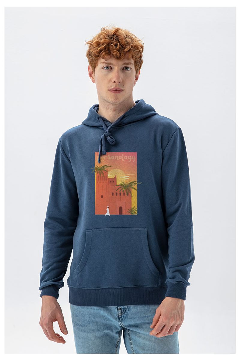 Navy Premium Cotton Morocco Design Pullover Hoodie