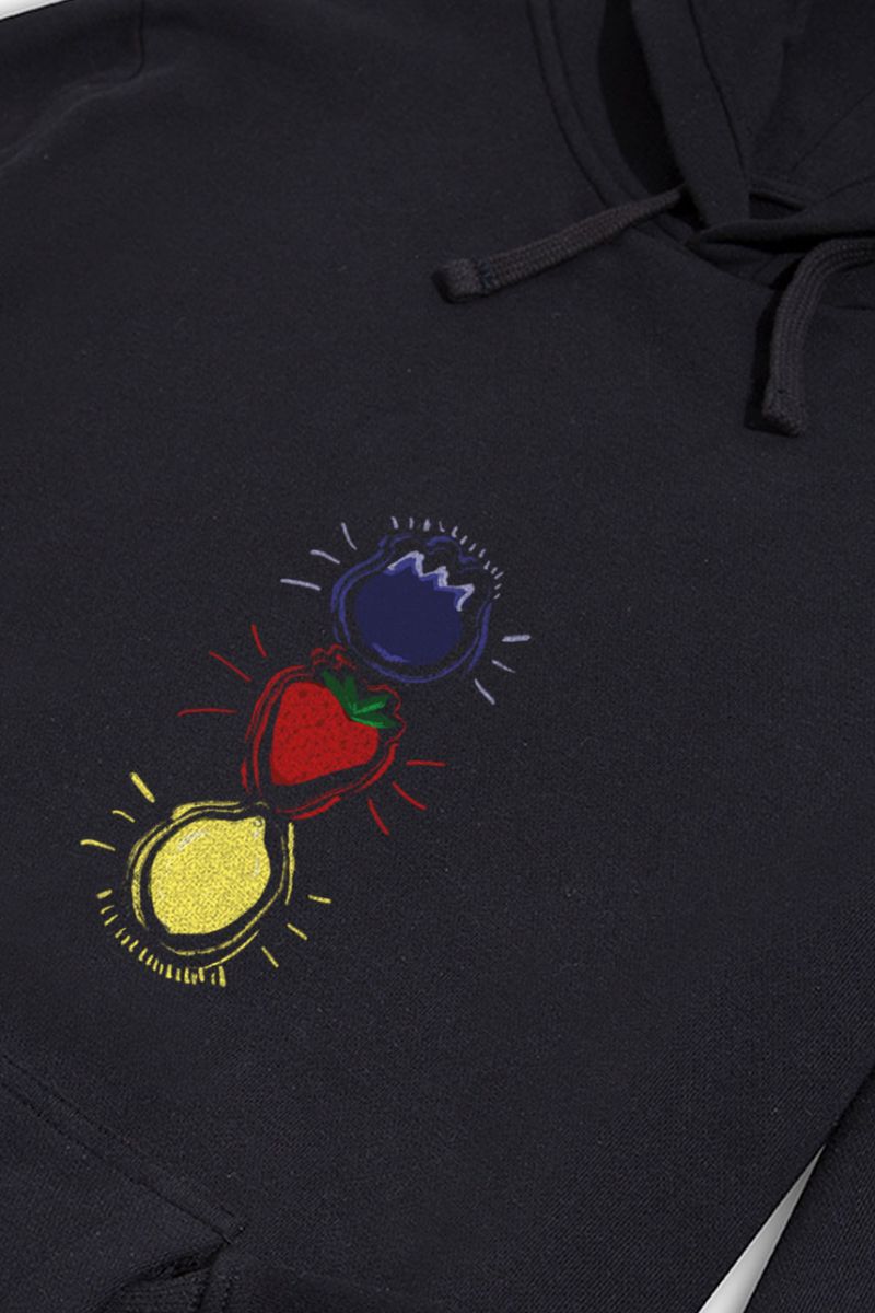 Black Premium Cotton Fruit Design Pullover Hoodie