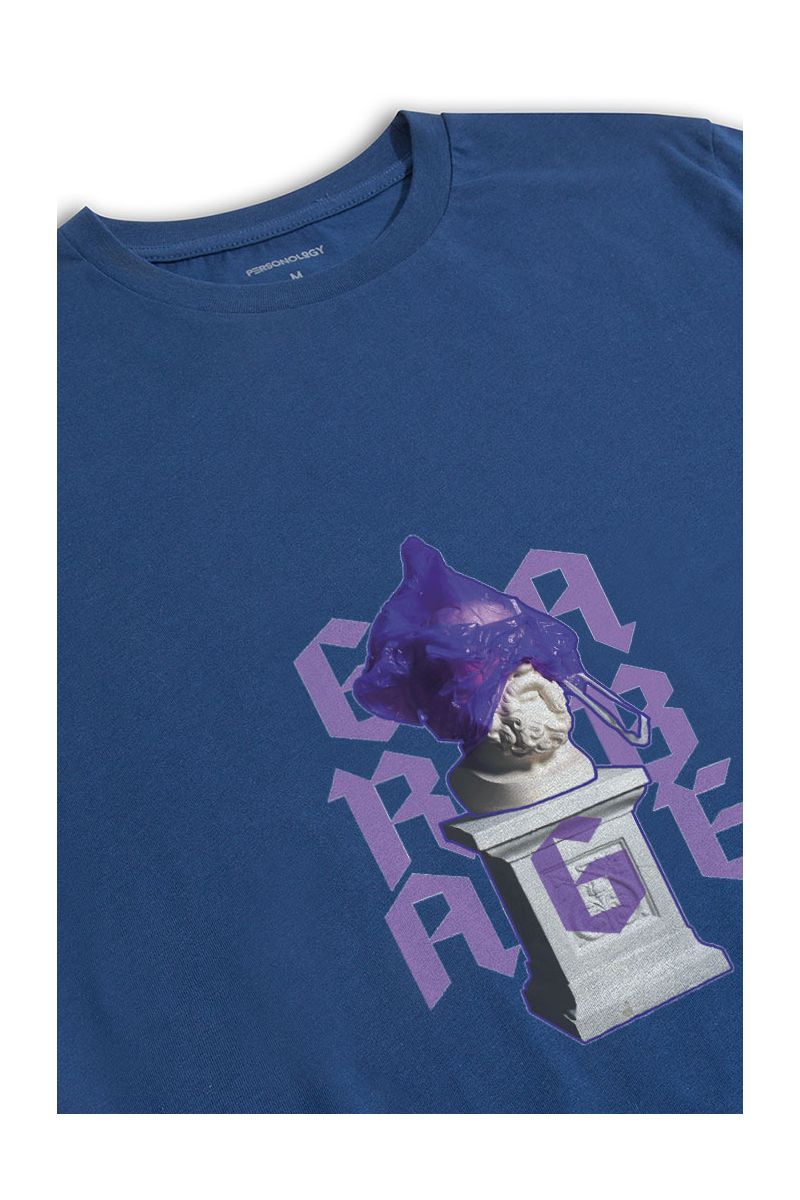 Navy Soft Fabric Garbage Design Short Sleeve Tee