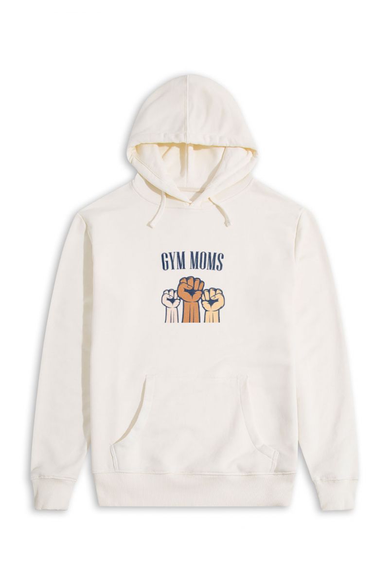 Ecru Premium Cotton Gym Moms Design Pullover Hoodie