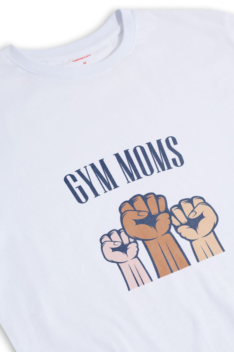 White Soft Fabric Gym Moms Design Short Sleeve Tee