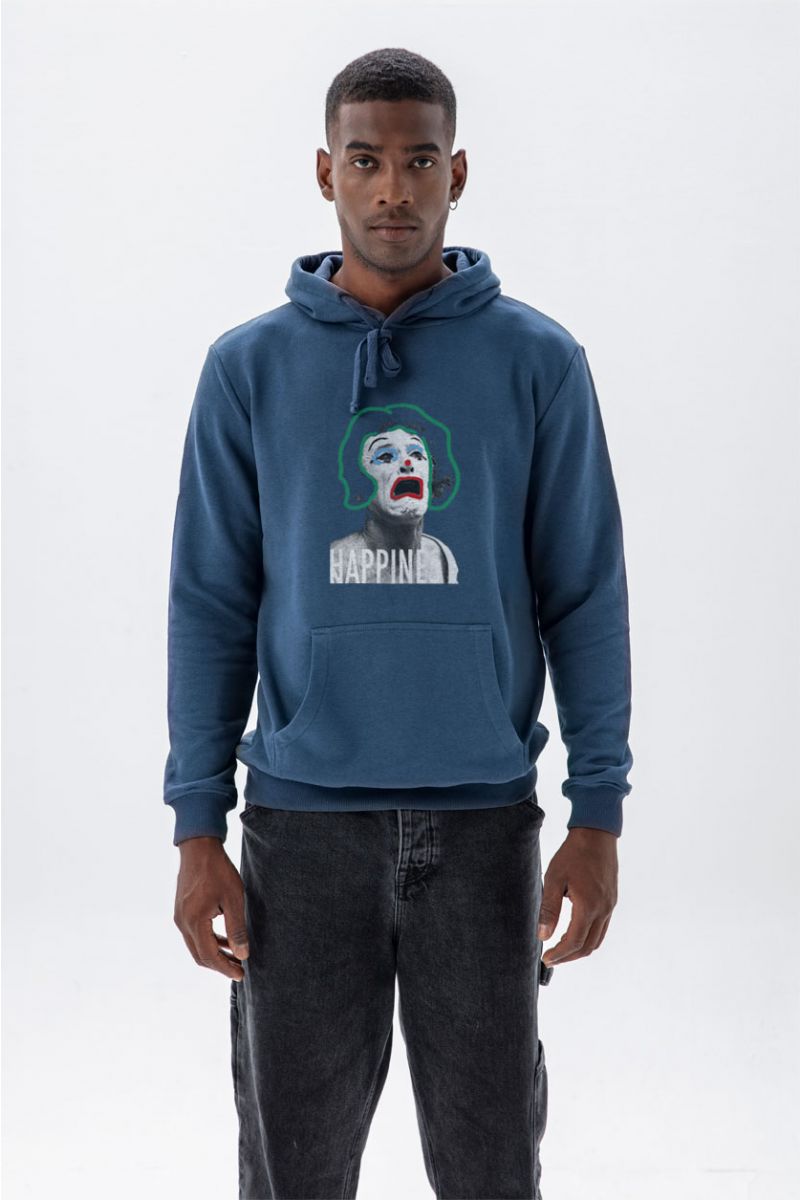 Navy Premium Cotton Happiness Design Pullover Hoodie
