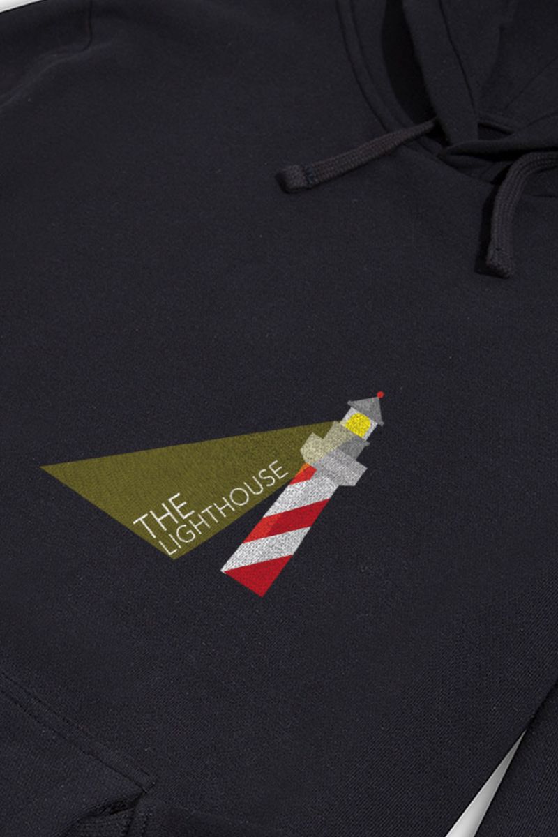 Black Premium Cotton The Lighthouse Design Pullover Hoodie