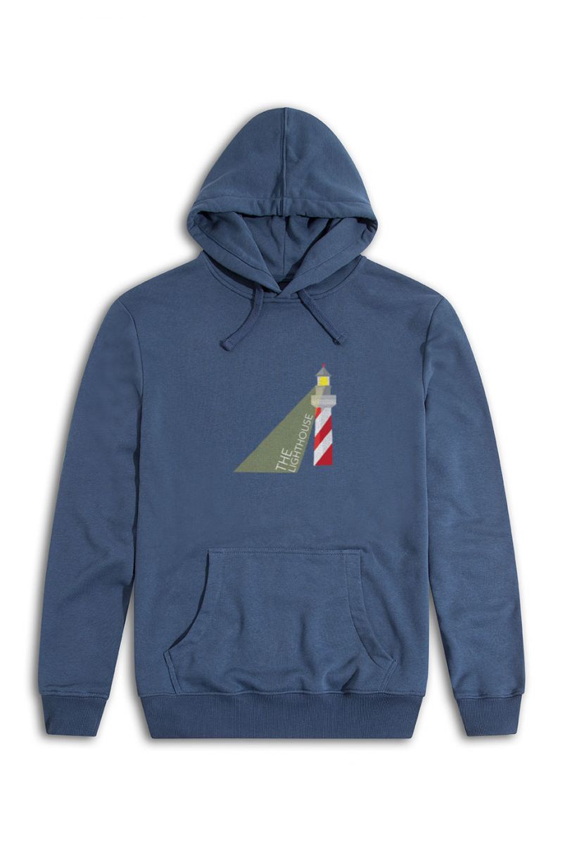 Navy Premium Cotton The Lighthouse Design Pullover Hoodie