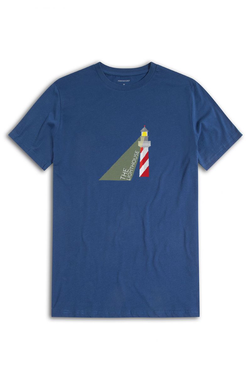 Navy Soft Fabric The Lighthouse Design Short Sleeve Tee