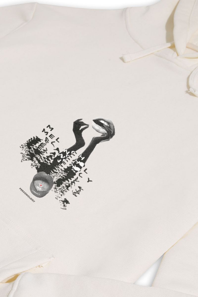 Ecru Premium Cotton Melancholy Design Pullover Hoodie