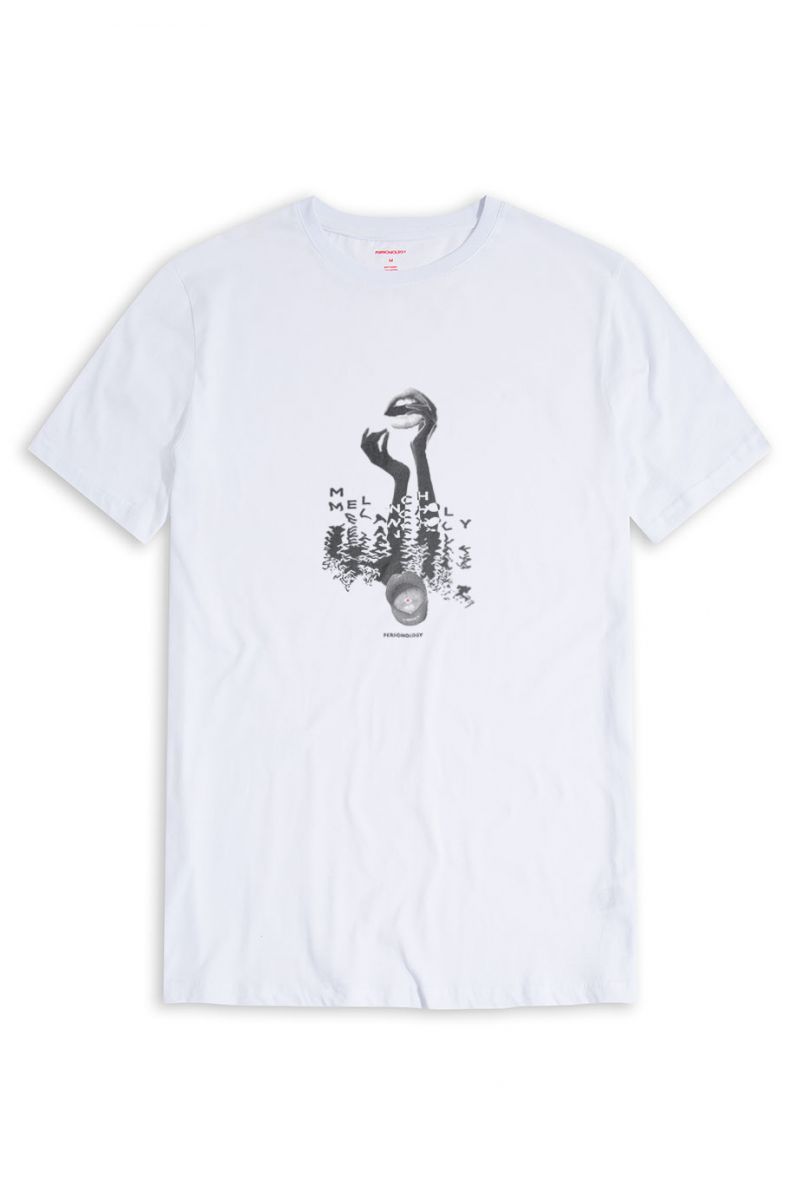 White Soft Fabric Melancholy Design Short Sleeve Tee