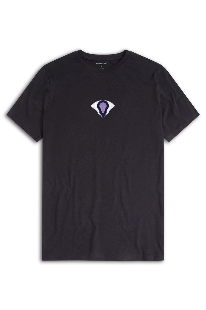 Black Soft Fabric Melting Eye Design Short Sleeve Tee