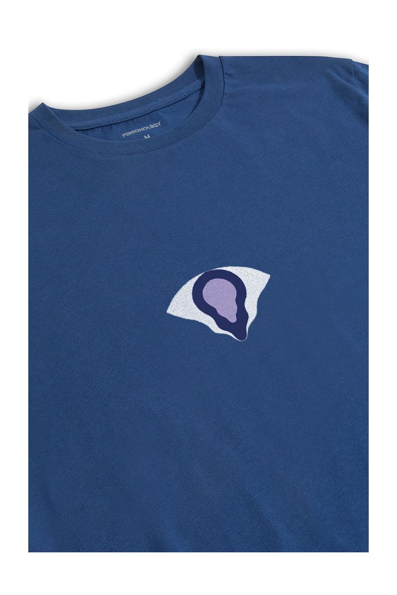 Navy Soft Fabric Melting Eye Design Short Sleeve Tee