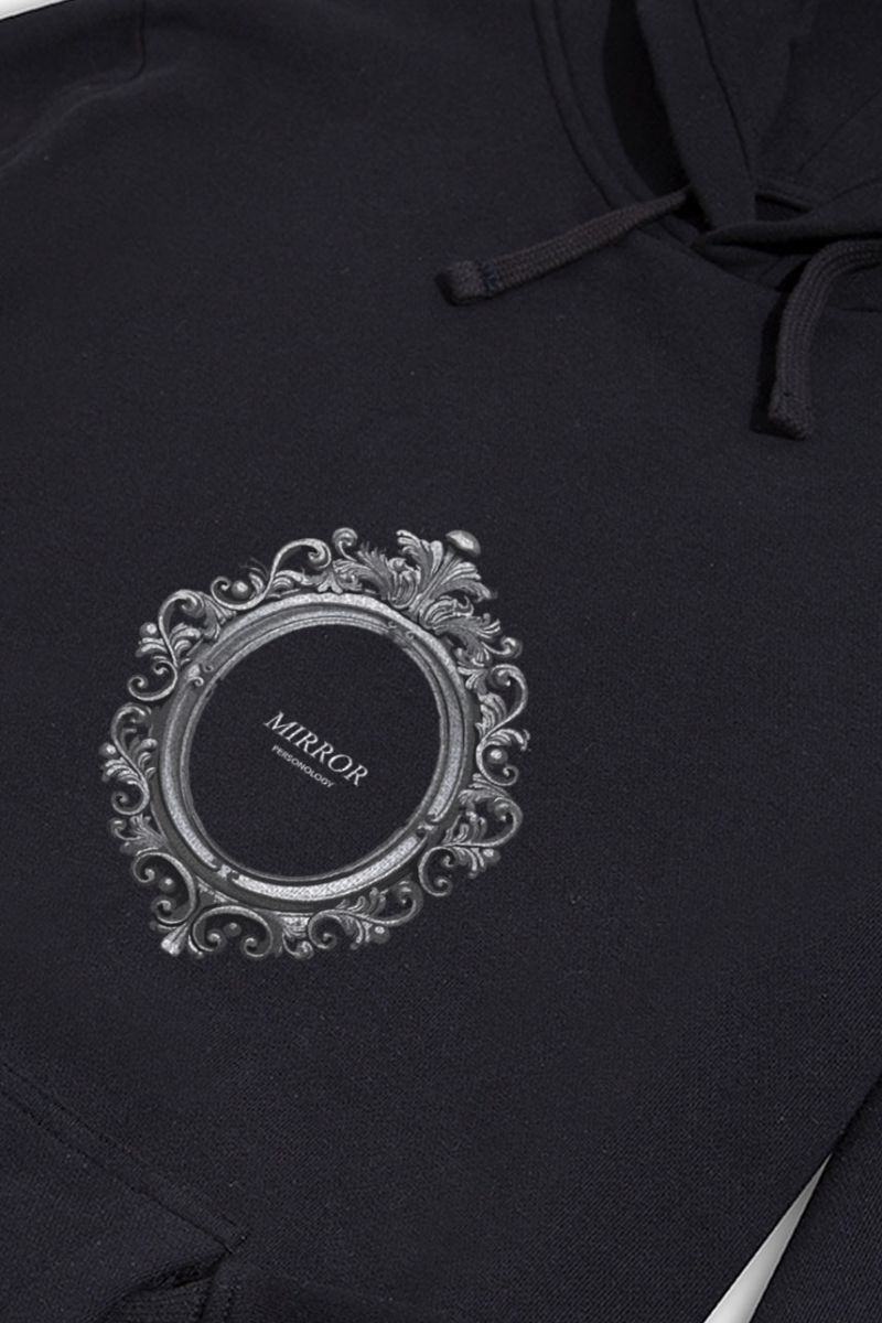 Black Premium Cotton Mirror Design Pullover Hoodie