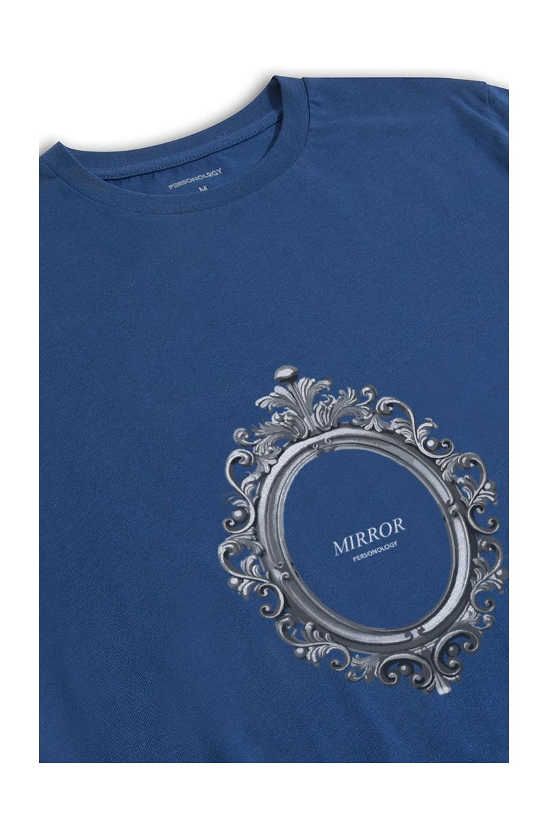 Navy Soft Fabric Mirror Design Short Sleeve Tee