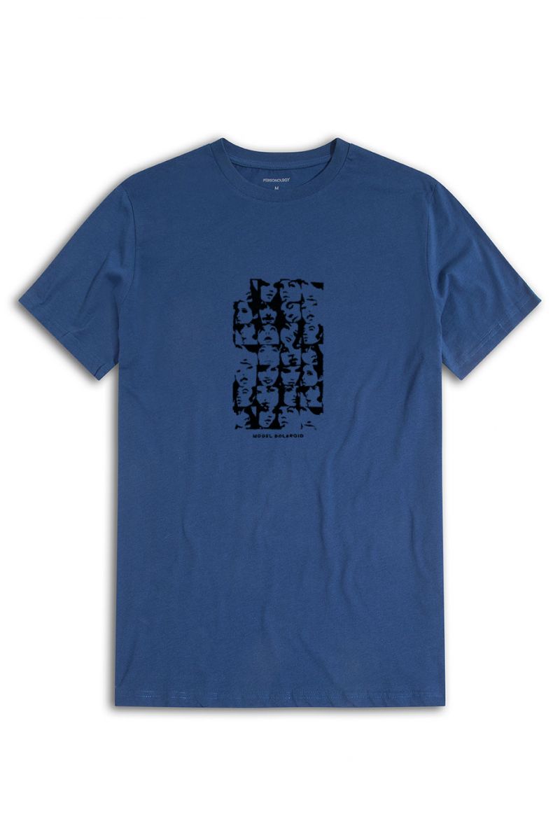 Navy Soft Fabric Model Polaroid Design Short Sleeve Tee