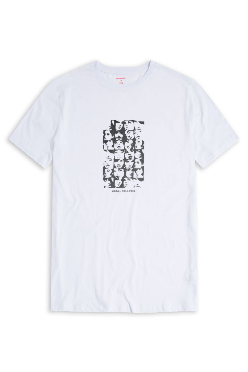 White Soft Fabric Model Polaroid Design Short Sleeve Tee