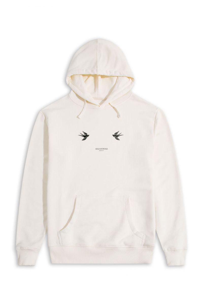 Ecru Premium Cotton Old School Design Pullover Hoodie