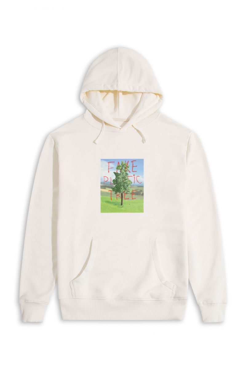 Ecru Premium Cotton Plastic Tree Design Pullover Hoodie