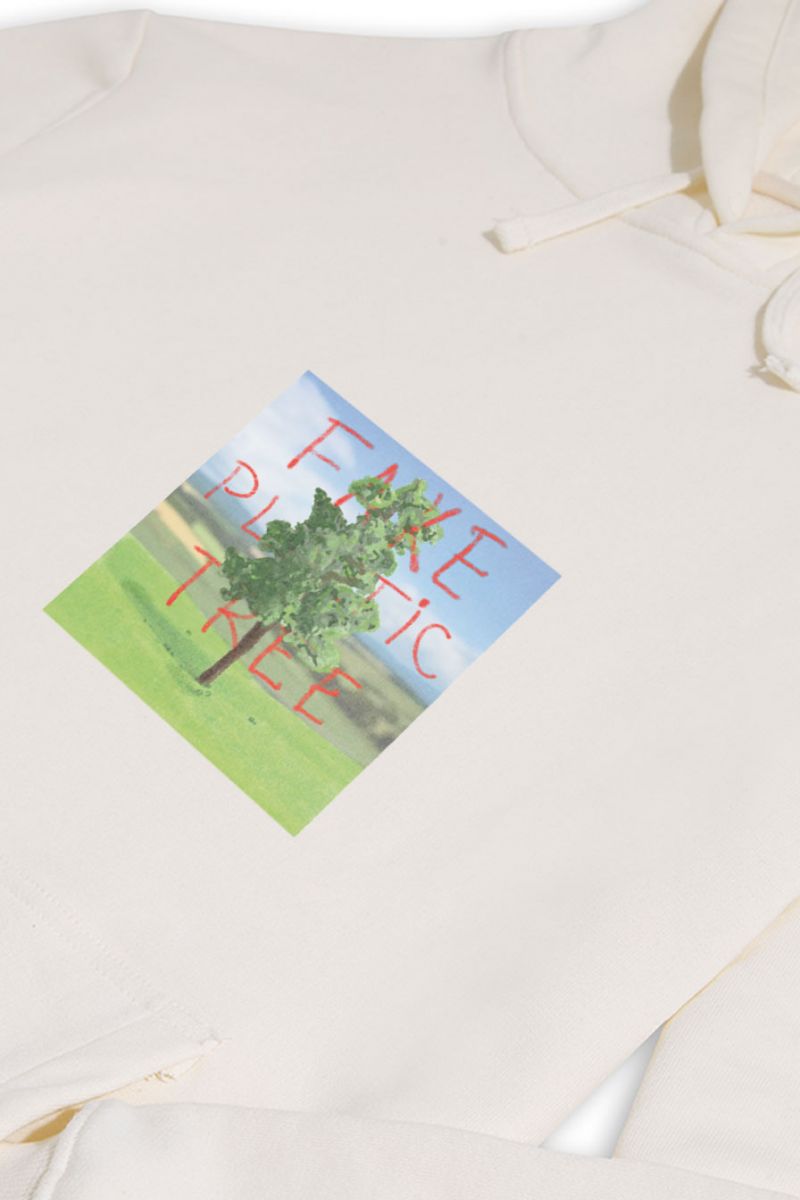 Ecru Premium Cotton Plastic Tree Design Pullover Hoodie