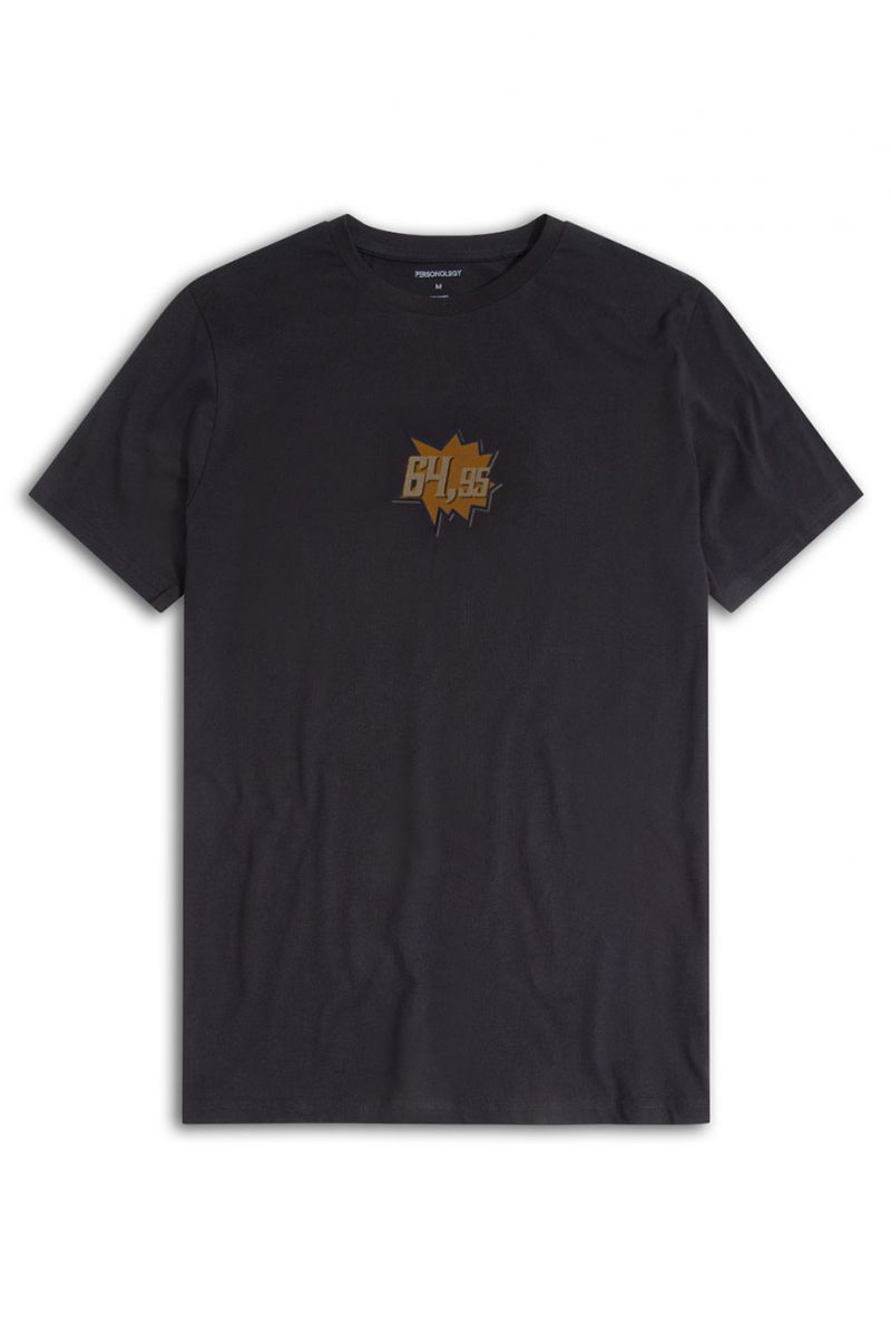 Black Soft Fabric Price Tag Design Short Sleeve Tee