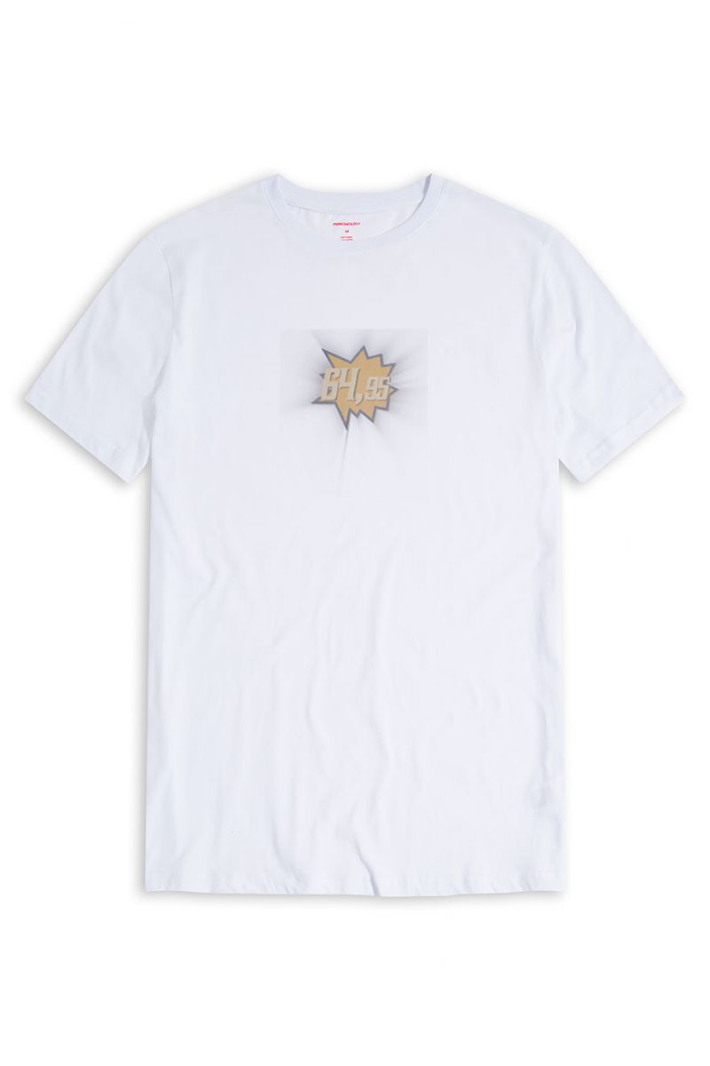 White Soft Fabric Price Tag Design Short Sleeve Tee