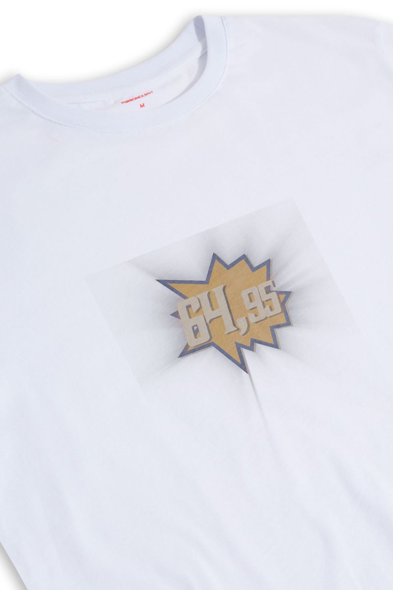 White Soft Fabric Price Tag Design Short Sleeve Tee