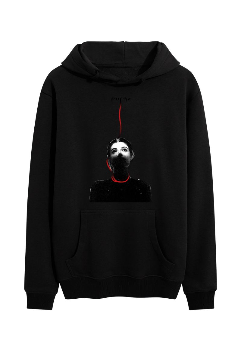 Black Premium Cotton Purge Design Pullover Hoodie