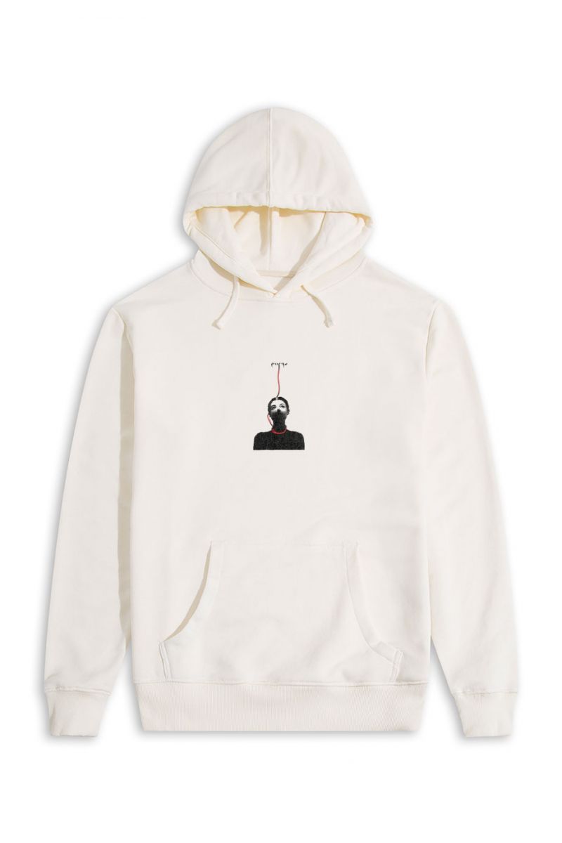 Ecru Premium Cotton Purge Design Pullover Hoodie