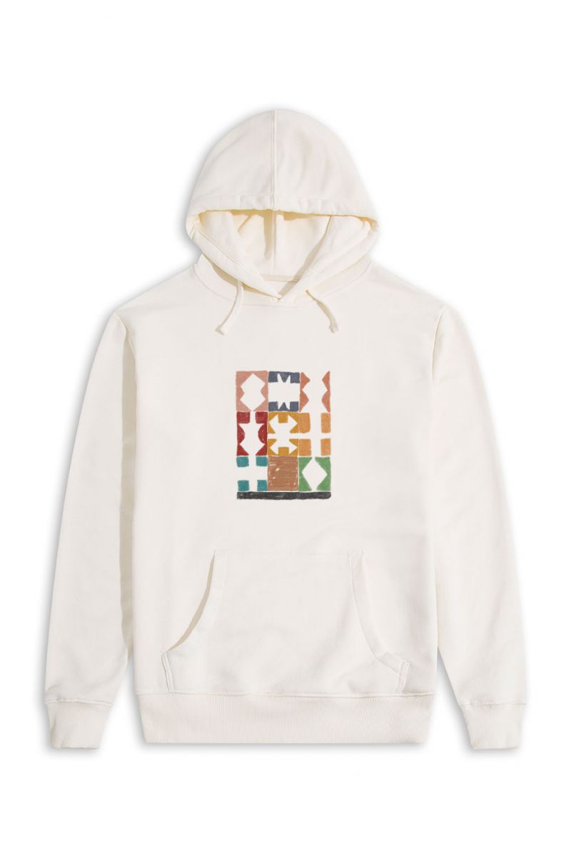 Ecru Premium Cotton Royal Game of Ur Design Pullover Hoodie
