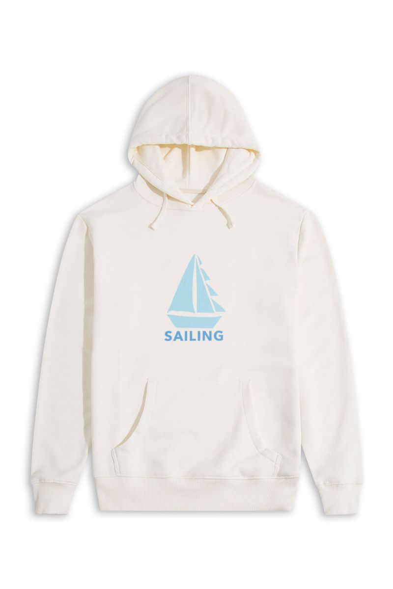 Ecru Premium Cotton Sailing Design Pullover Hoodie