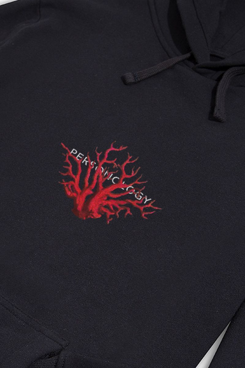 Black Premium Cotton Sea Coral Design Pullover Hoodie